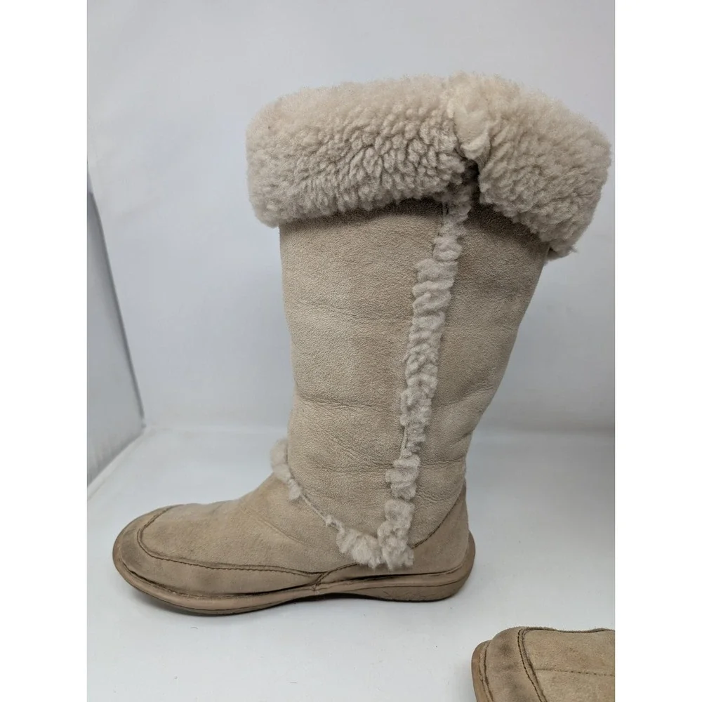 BORN Sheepskin Shearling Boots Women's Size 7 Suede Shilo W01295 Sheepskin VTG‎